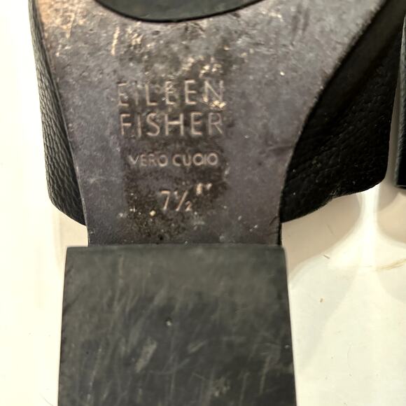 Eileen Fisher Black Thong Sandal Leather Slip On Low Heel Size 7.5 - Picture 7 of 7